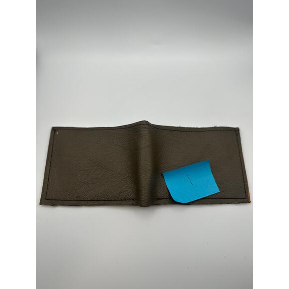 Handmade Camo Green Brown Leather Wallet Oaxaca Minimalist - Picture 11 of 11